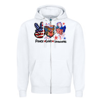 White Peace love fireworks 4th of july Zipper Hoodie - CowGirlArtShop
