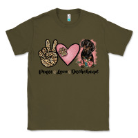 Army Green peace love dachshund Classic Tee - JahusDesignShop