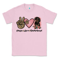 Bubblegum Pink peace love dachshund Classic Tee - JahusDesignShop