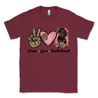Burgundy peace love dachshund Classic Tee - JahusDesignShop