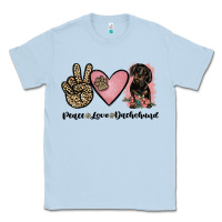 Dusty Blue peace love dachshund Classic Tee - JahusDesignShop