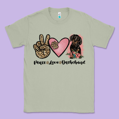 Peace Love Dachshund Classic Tee Designed By Jahusdesignshop