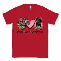 Red peace love dachshund Classic Tee - JahusDesignShop
