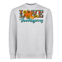 Heather Grey Love Thanksgiving Heavyweight Sweatshirt - texasbilliewilder
