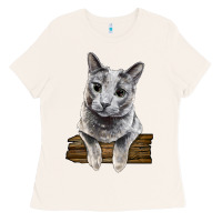 Bone Russian Blue Cat Face Ladies Tee - LillyAllenDesigns
