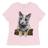 Bubblegum Pink Russian Blue Cat Face Ladies Tee - LillyAllenDesigns