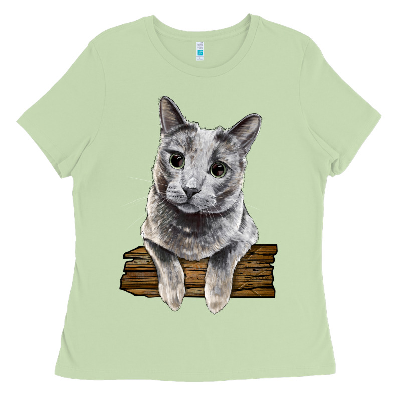 Russian Blue Cat Face Ladies Tee by LillyAllenDesigns | Teevron