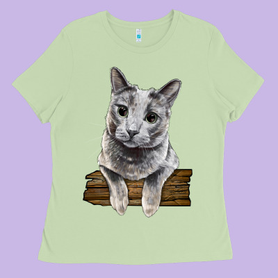 Russian Blue Cat Face Ladies Tee Designed By Lillyallendesigns