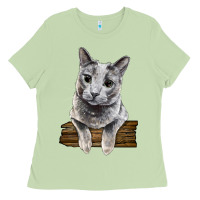 Matcha Russian Blue Cat Face Ladies Tee - LillyAllenDesigns