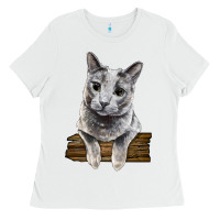 White Russian Blue Cat Face Ladies Tee - LillyAllenDesigns