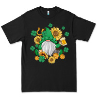 Black st patrick's day shamrock sunflowers gnome Premium Tee - MaliasSmallBusiness