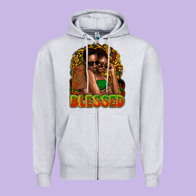 Black Couple Blessed Zipper Hoodie Designed By Howdyjamesfarm