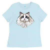 Baby Blue Ragdoll Face Cat Ladies Tee - LillyAllenDesigns