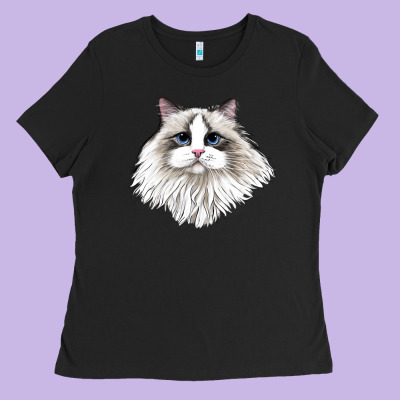 Ragdoll Face Cat Ladies Tee Designed By Lillyallendesigns