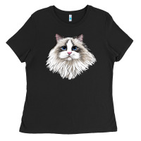 Black Ragdoll Face Cat Ladies Tee - LillyAllenDesigns