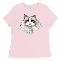 Bubblegum Pink Ragdoll Face Cat Ladies Tee - LillyAllenDesigns