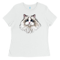 White Ragdoll Face Cat Ladies Tee - LillyAllenDesigns