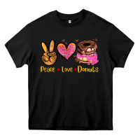 Black peace love donuts Heavy Core Tee - AdoDesignShop