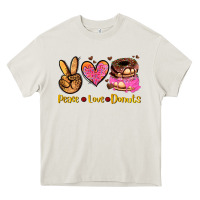 Cream peace love donuts Heavy Core Tee - AdoDesignShop