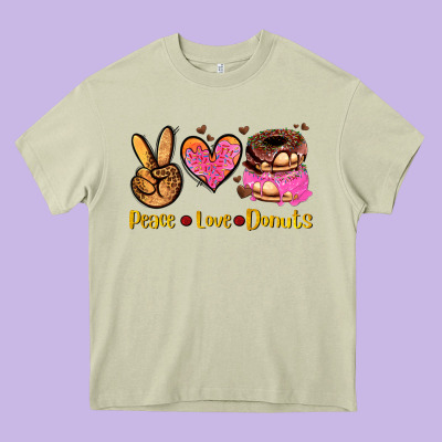 Peace Love Donuts Heavy Core Tee Designed By Adodesignshop