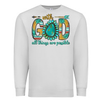Dove Grey with god all things are possible with turquoise gemstone bbs Premium Sweatshirt - BundleAndBundleShop