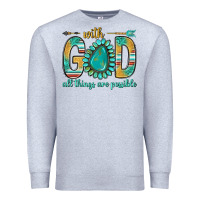 Heather Grey with god all things are possible with turquoise gemstone bbs Premium Sweatshirt - BundleAndBundleShop