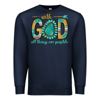 Navy with god all things are possible with turquoise gemstone bbs Premium Sweatshirt - BundleAndBundleShop