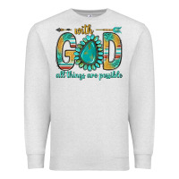Oatmeal Heather with god all things are possible with turquoise gemstone bbs Premium Sweatshirt - BundleAndBundleShop