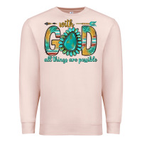 Pale Pink with god all things are possible with turquoise gemstone bbs Premium Sweatshirt - BundleAndBundleShop