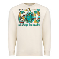Sandshell with god all things are possible with turquoise gemstone bbs Premium Sweatshirt - BundleAndBundleShop