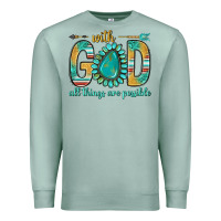 Seafoam with god all things are possible with turquoise gemstone bbs Premium Sweatshirt - BundleAndBundleShop