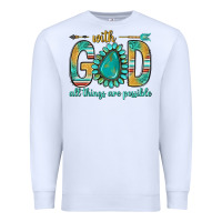 White with god all things are possible with turquoise gemstone bbs Premium Sweatshirt - BundleAndBundleShop
