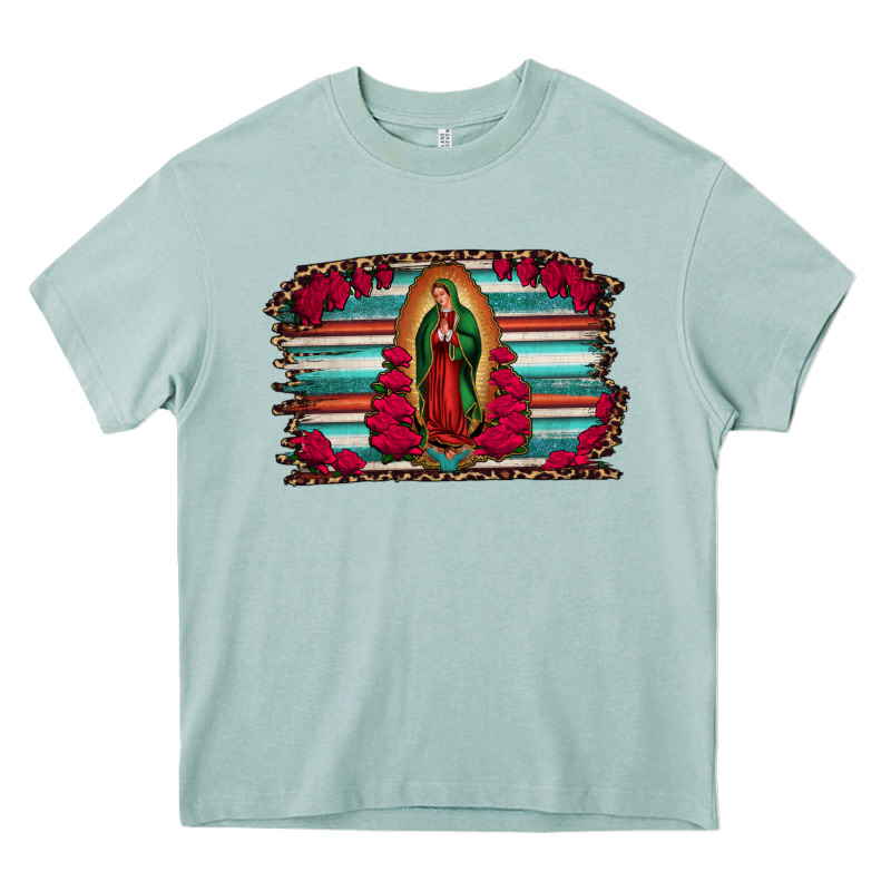 Lady Of Guadalupe Serape And Roses Heavy Core Tee by Jasminsmagicworld | Teevron
