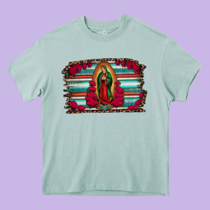 Lady Of Guadalupe Serape And Roses Heavy Core Tee Designed By Jasminsmagicworld