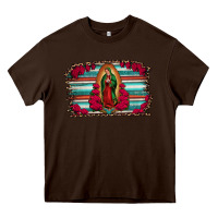 Chocolate Brown lady of guadalupe serape and roses Heavy Core Tee - Jasminsmagicworld