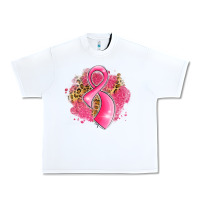 White breast cancer awareness ribbon with glitter pink l Urban Heavy Tee - LillyAllenDesigns