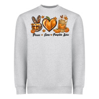 Heather Grey Peace Love Pumpkin Spice Heavyweight Sweatshirt - texasbilliewilder