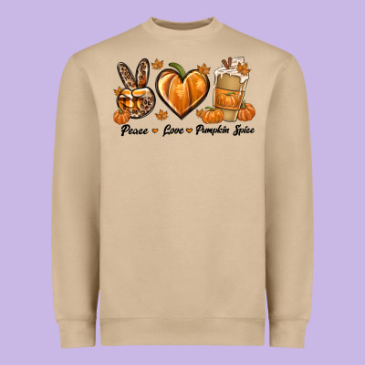 Peace Love Pumpkin Spice Heavyweight Sweatshirt Designed By Texasbilliewilder