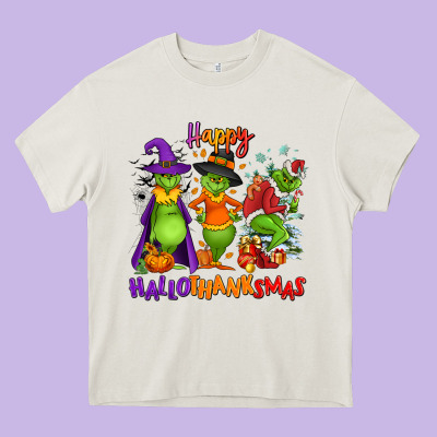 Happy Hallothanksmas Heavy Core Tee Designed By Nancycooperartshop