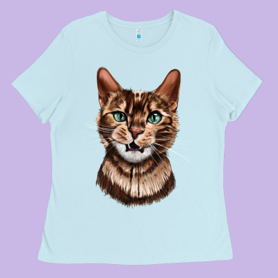 Bengal Cat Face Ladies Tee Designed By Lillyallendesigns