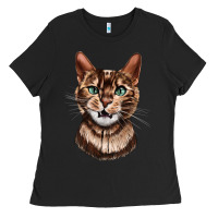 Black Bengal Cat Face Ladies Tee - LillyAllenDesigns