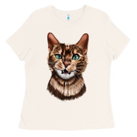 Bone Bengal Cat Face Ladies Tee - LillyAllenDesigns