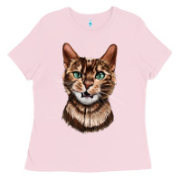 Bubblegum Pink Bengal Cat Face Ladies Tee - LillyAllenDesigns