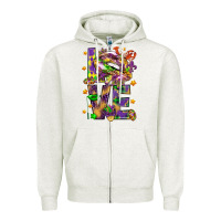 Oatmeal Heather Mardi Gras love lips Zipper Hoodie - HowdyJamesFarm