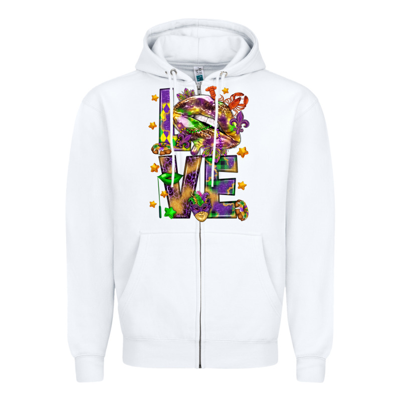 Mardi Gras Love Lips Zipper Hoodie by HowdyJamesFarm | Teevron