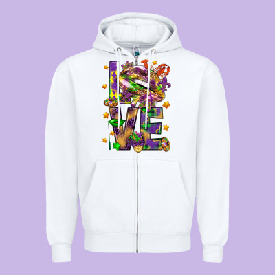 Mardi Gras Love Lips Zipper Hoodie Designed By Howdyjamesfarm