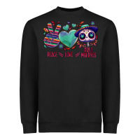 Black Peace love dia de los muertos Heavyweight Sweatshirt - NancyCooperArtShop
