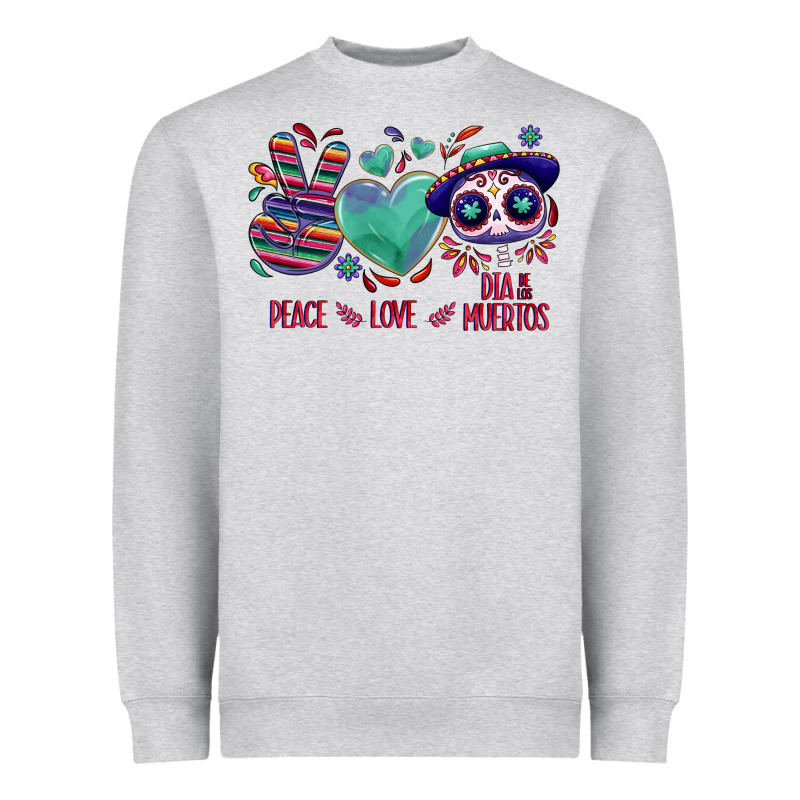 Peace Love Dia De Los Muertos Heavyweight Sweatshirt by NancyCooperArtShop | Teevron