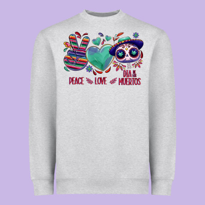 Peace Love Dia De Los Muertos Heavyweight Sweatshirt Designed By Nancycooperartshop