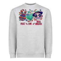 Heather Grey Peace love dia de los muertos Heavyweight Sweatshirt - NancyCooperArtShop